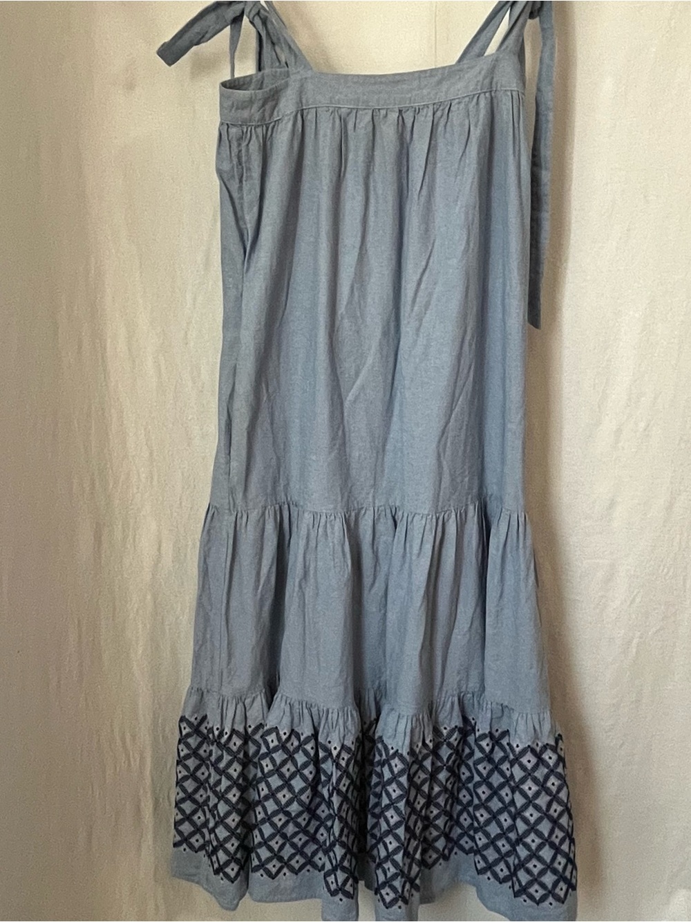 Rebecca Minkoff Lucy Blue Chambray Embroidered Midi Dress Size XS